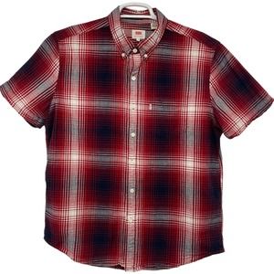 Levi's Snap Button up plaid short sleeve Shirt‎ Men's Size Large L